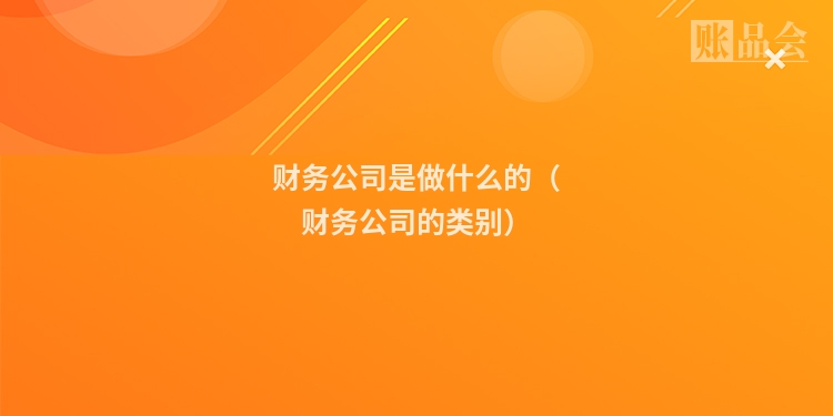 财务公司是做什么的（财务公司的类别）