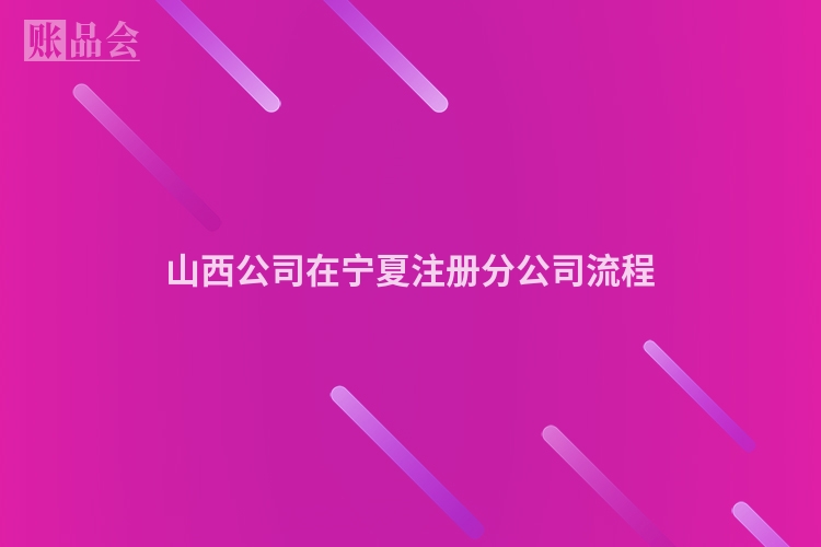 山西公司在宁夏注册分公司流程