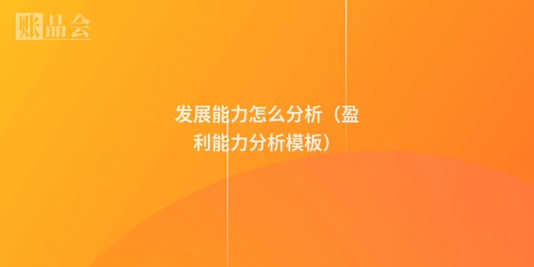 发展能力怎么分析（盈利能力分析模板）