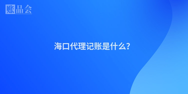 海口代理记账是什么？